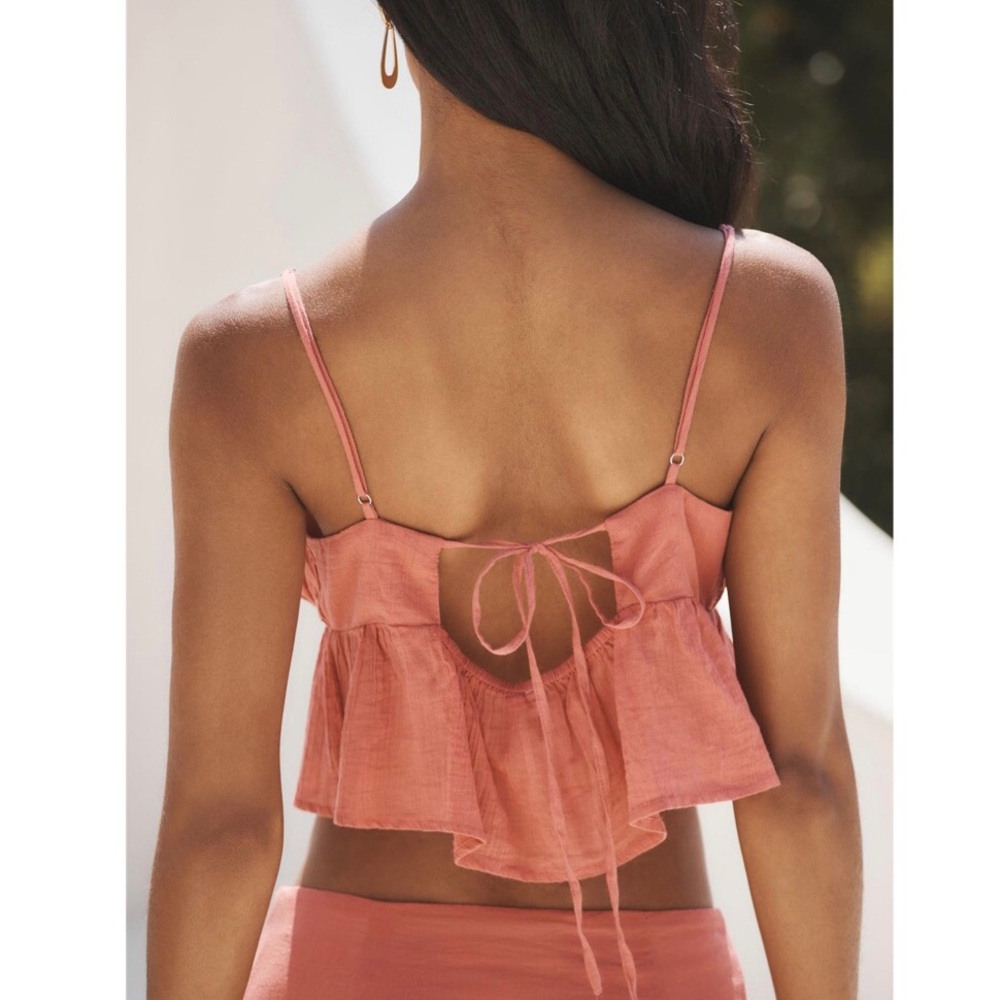 NWT By Anthropologie Ruffled Crop Cami in Rose Pink Size Medium
